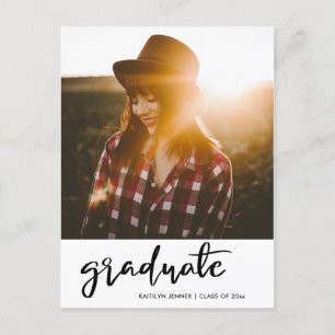 Carte Postale Graduation Party Modern Script Enregistrer La Date