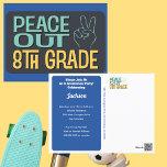 Carte Postale Graduation Peace Out 8e classe Party<br><div class="desc">Grads, il est temps de crier "peace out" à la 8ème année et de célébrer votre diplôme ! Assurez-vous que votre dernier bassin de 8ème est à retenir avec l'invitation parfaite. Nos forfaits d'invitation de fête de 8e année vous offrent une façon simple et élégante de marquer ce moment spécial...</div>