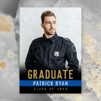 Graduation Police Ligne Bleue Mince Photo Invitati