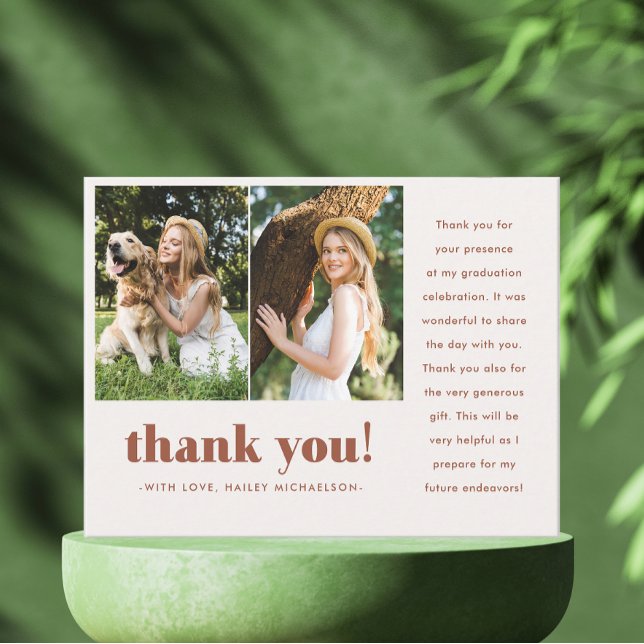 Carte Postale Graduation Whimsical Deux Merci Photo (Créateur téléchargé)