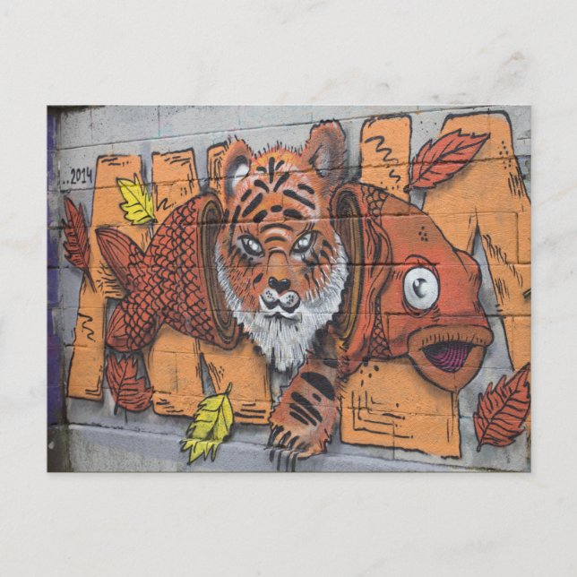 Carte Postale Graffiti à poisson orange bizarre (Devant)