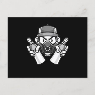 Carte Postale Graffiti Artiste Gaz Masque Vaporisateur Urbain Pe