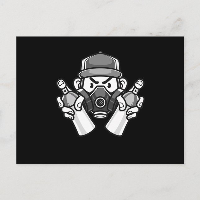 Carte Postale Graffiti Artiste Gaz Masque Vaporisateur Urbain Pe (Devant)
