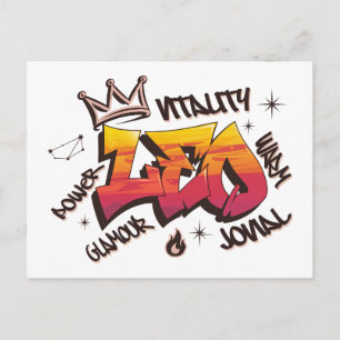 Carte Postale Graffiti du zodiaque Lion 