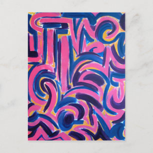 Carte Postale Graffiti grec ancien - Abstrait Art peint à la mai