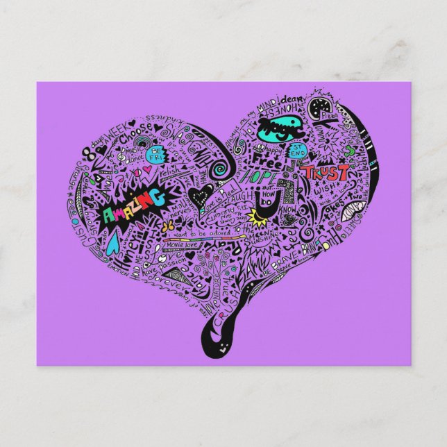 Carte postale Graffiti Heart violet (Devant)