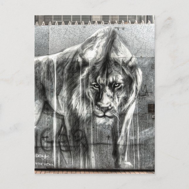 Carte Postale Graffiti Lion, Shoreditch Londres (Devant)