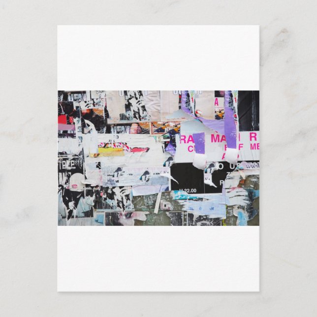 Carte Postale Graffiti mur Banksy style papier déchiré (Devant)