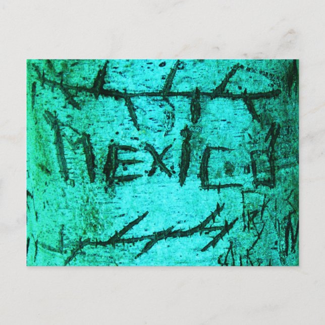 Carte Postale Graffiti Turquoise "Mexique" sculpté (Devant)