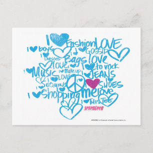 Carte Postale Graffiti violet/aqua