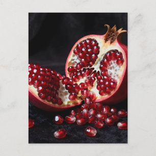 Carte Postale Graines de Grenade Mûres Fruit Juteux Dramatique 