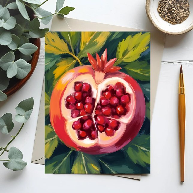 Carte Postale Graines de Grenade | Peinture de Fruit (Créateur téléchargé)