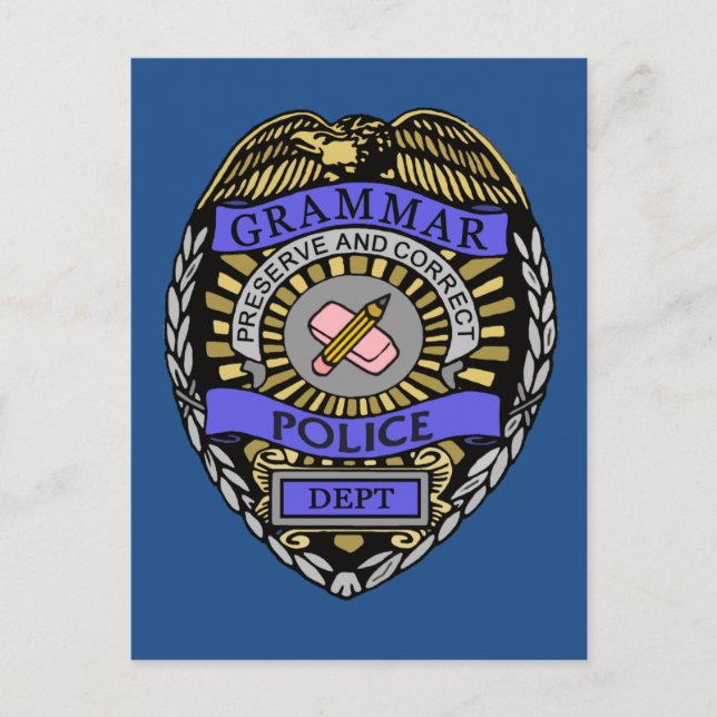 Carte Postale Grammaire Police Dept Badge Pencil Effaser (Devant)