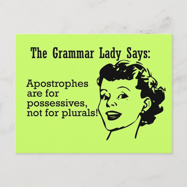 Carte Postale Grammar Lady Apostrophes (Devant)