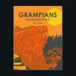 Carte Postale Grampians National Park Australie Vintage<br><div class="desc">Grampians dessin vectoriel. Le parc est connu pour ses montagnes de grès,  ses fleurs sauvages et sa faune sauvage,  y compris les échidnas et les wallabies.</div>