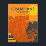 Carte Postale Grampians National Park Australie Vintage<br><div class="desc">Grampians dessin vectoriel. Le parc est connu pour ses montagnes de grès,  ses fleurs sauvages et sa faune sauvage,  y compris les échidnas et les wallabies.</div>