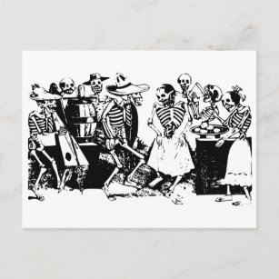 Carte Postale Gran Fandango Skeletons Danser Mexique Vintage