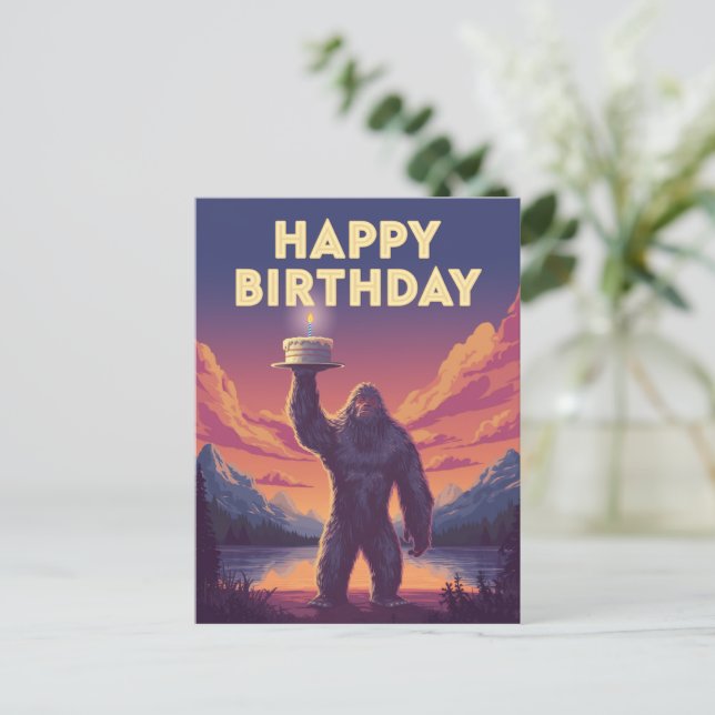 Carte Postale Grand anniversaire de BigFoot Cryptozoologie Art D (Debout devant)