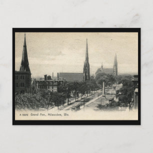 Carte Postale Grand Ave., Milwaukee, Wisconsin 1907 Vintage