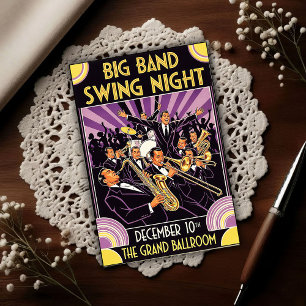 Carte Postale Grand Bal Swing Night Big Band Vintage