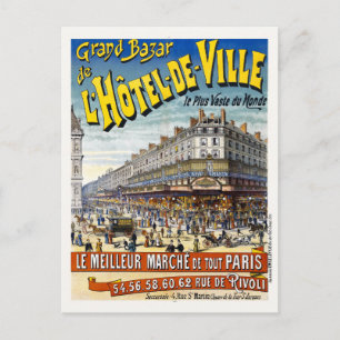 Carte Postale Grand Bazar l'Hôtel de ville Poster vintage 1892