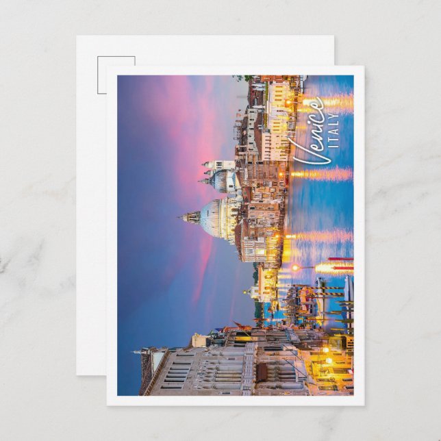 Carte Postale Grand canal à venise Italie avec père Noël maria (Devant / Derrière)