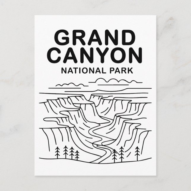 Carte Postale Grand Canyon National Park Line Art (Devant)