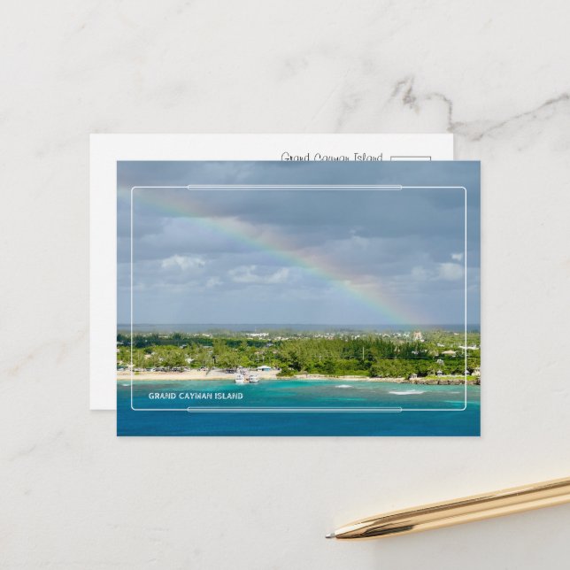 Carte Postale Grand Cayman Island Rainbow Bliss (Devant/Arrière en situation)