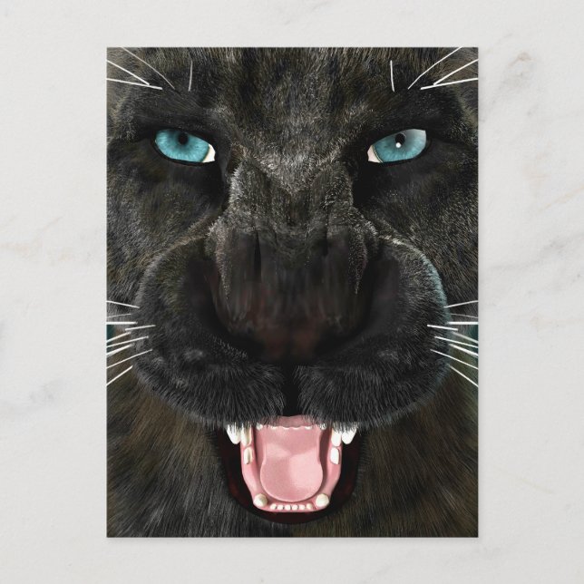 Carte Postale Grand Chat Panther Noir (Devant)