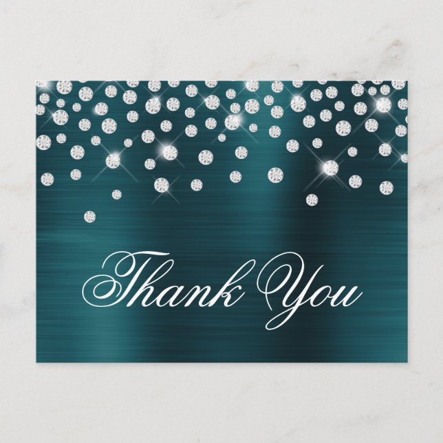 Carte Postale Grand Confetti Diamant Océan Satin Teal Foil (Devant)