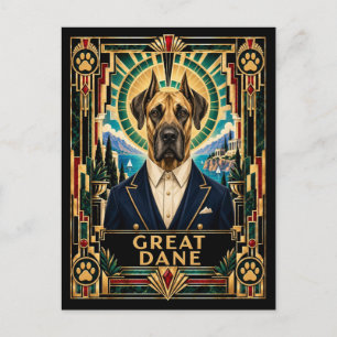 Carte Postale Grand Danois, Chien Art Déco