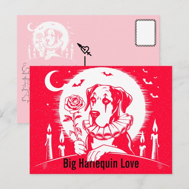 Carte Postale Grand Danois "GRAND AMOUR" (Devant / Derrière)
