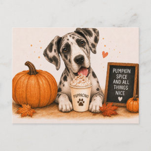 Carte Postale Grand Danois Invitant Pumpkin Spice Puppaccino