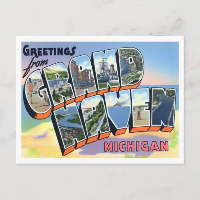Carte postale Grand Haven, Michigan Vintage Big Le (Devant)