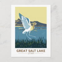 Grand lac salé Avocet américain Art de voyage Vint