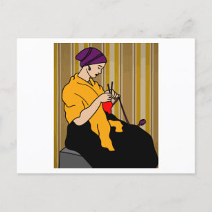 Carte Postale Grand-Mère Au Crochet Du Hobby Du Tricot