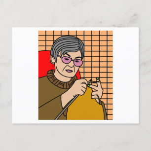 Carte Postale Grand-Mère Au Crochet Du Hobby Du Tricot