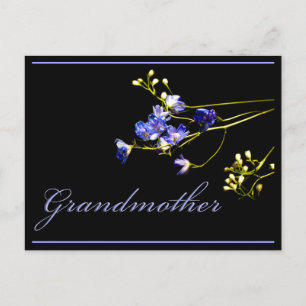 Carte Postale Grand-mère Fleurs Bleues Delicate