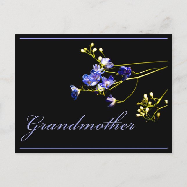 Carte Postale Grand-mère Fleurs Bleues Delicate (Devant)