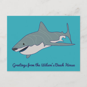 Carte Postale Grand message personnalisé de requin blanc