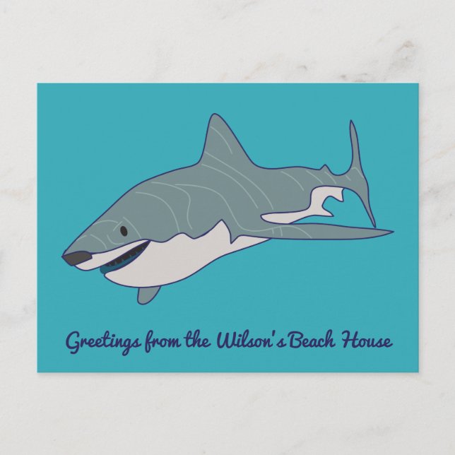 Carte Postale Grand message personnalisé de requin blanc (Devant)