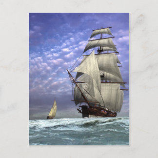 Carte Postale Grand navire et Ketch
