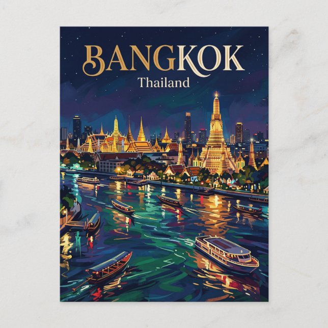 Carte Postale Grand Palais et Chao Phraya River Thaïlande (Devant)