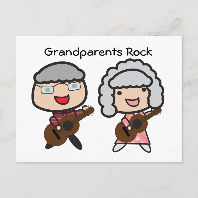 Carte Postale Grand-parents Rock Funny Grand-parents Jour Guitar (Devant)