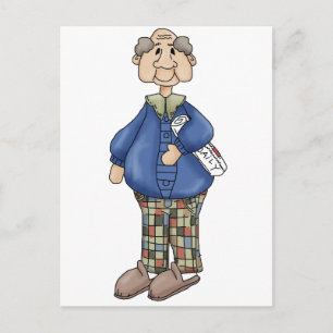 Carte Postale Grand-père avec design de journaux