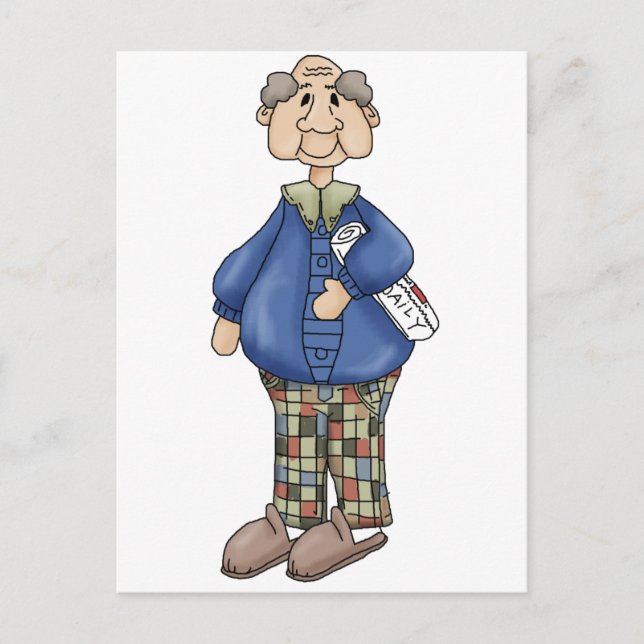 Carte Postale Grand-père avec design de journaux (Devant)