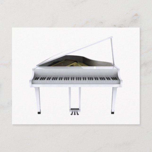 Carte Postale Grand piano blanc : modèle 3D : (Devant)
