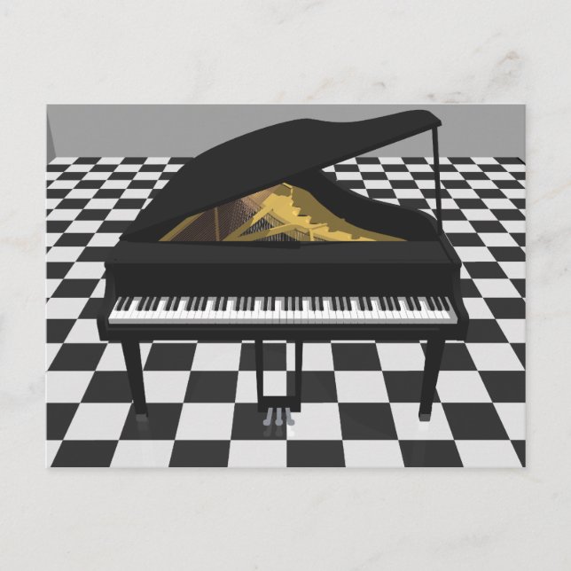 Carte Postale Grand Piano & Carrelage : 3D Modèle : (Devant)