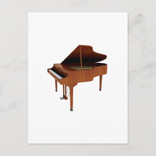Carte Postale Grand piano : Finition bois : Modèle 3D : (Devant)