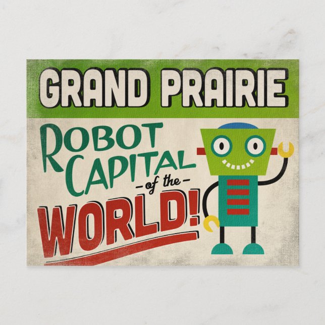 Carte Postale Grand Prairie Texas Robot - Vintage amusant (Devant)